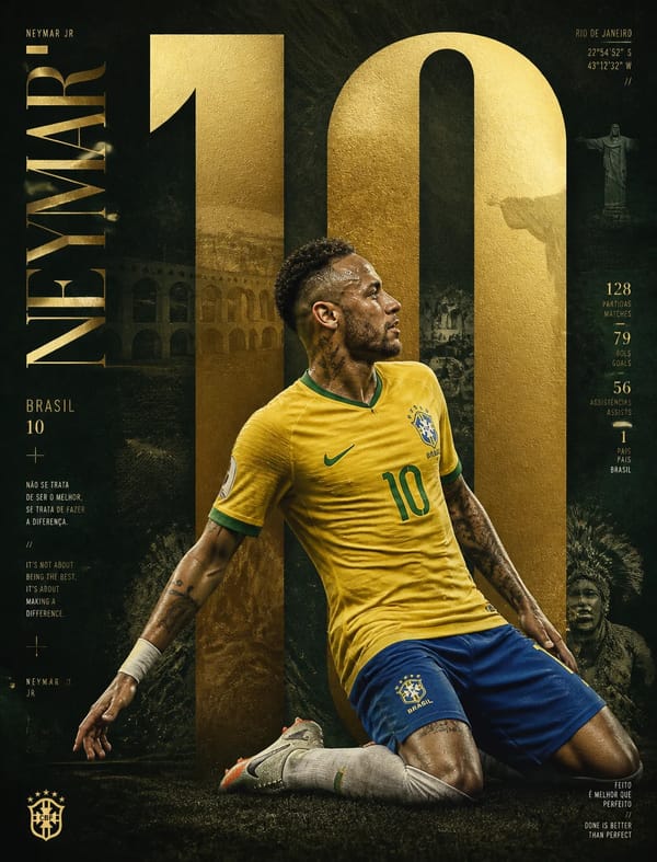 Create an award-winning Behance sports poster featuring Neymar Jr. designed by a top-tier creative… prompt example