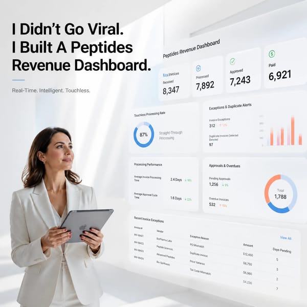 I Didn't Go Viral.I Built A Peptides Revenue Dashboard. prompt example