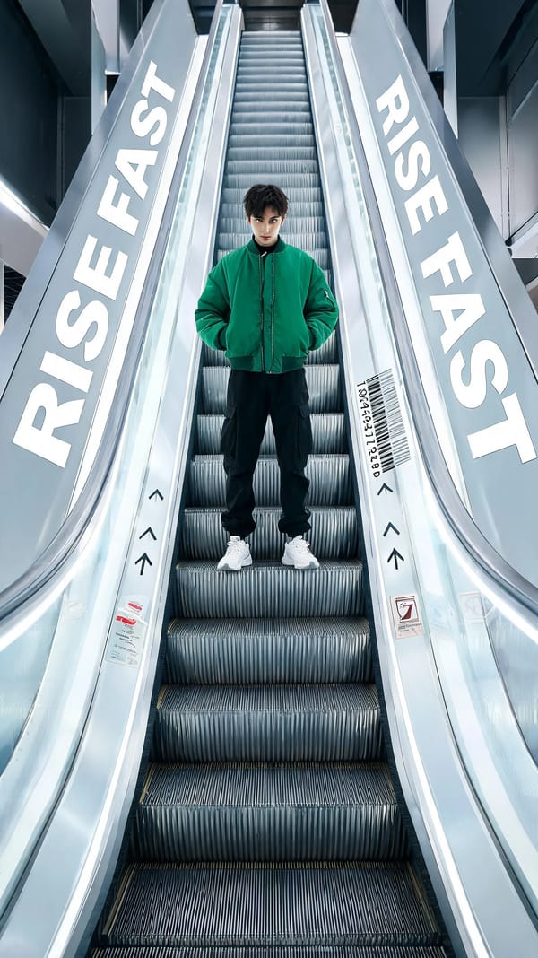A premium 9:16 sports-fashion editorial advertising poster.Main Subject:A determined young male mod… prompt example