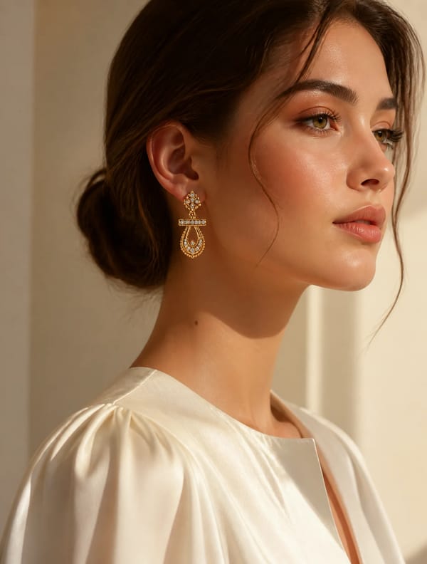 Luxury jewelry editorial photography, ultra-realistic high-fashion campaign.A graceful young wo…