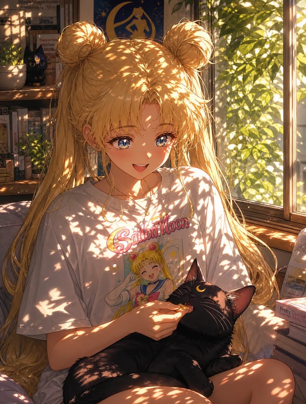 A detailed and heartwarming modern anime illustration portrait of Usagi Tsukino from Sailor Moon, s… prompt example